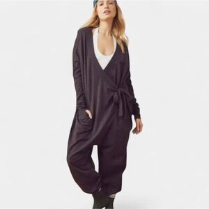 Free People It's A Wrap Intimately Onesie Black wrap Jumpsuit Lounge Comfort M